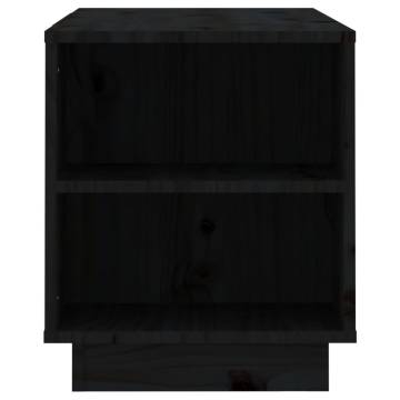 TV Cabinet Black 110x35x40.5 cm Solid Wood Pine