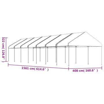 Gazebo with Roof White 15.61x4.08x3.22 m Polyethylene