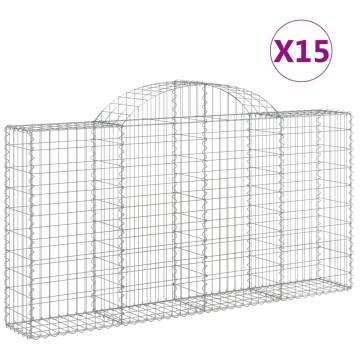 Arched Gabion Baskets 15 pcs 200x30x100/120 cm Galvanised Iron