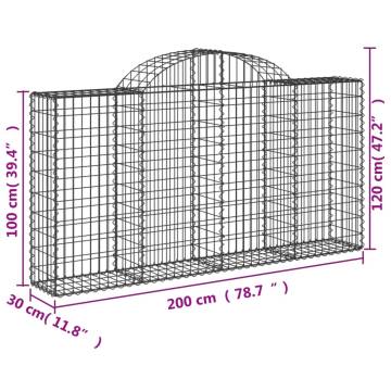 Arched Gabion Baskets 15 pcs 200x30x100/120 cm Galvanised Iron