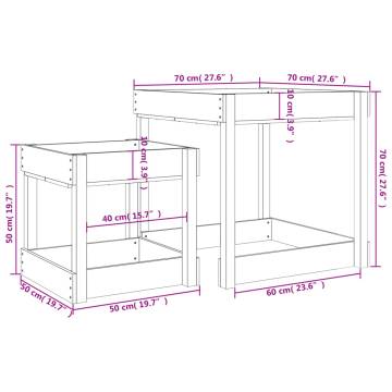 Sand Tables 2 pcs Grey Solid Wood Pine