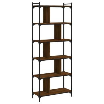 Bookcase 6-Tier Brown Oak 76x32x192 cm Engineered Wood