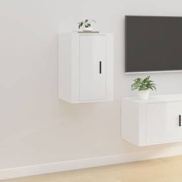 Wall Mounted TV Cabinet High Gloss White 40x34.5x60 cm