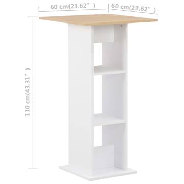 Bar Table White and Sonoma Oak 60x60x110 cm