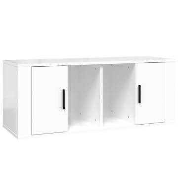 TV Cabinet High Gloss White 100x35x40 cm Engineered Wood