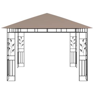 Gazebo with Mosquito Net&LED String Lights 3x3x2.73 m Taupe