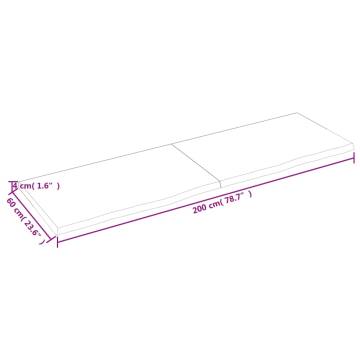 Bathroom Countertop 200x60x(2-4) cm Untreated Solid Wood