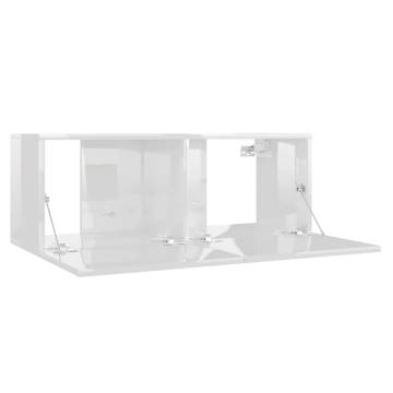 3 Piece TV Cabinet Set High Gloss White Engineered Wood