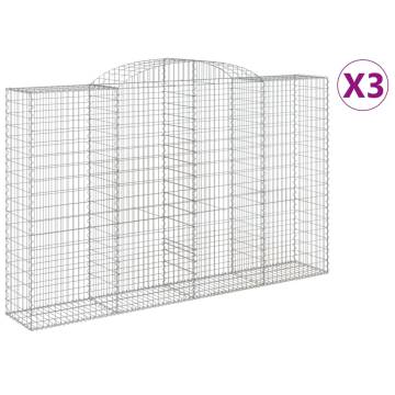 Arched Gabion Baskets 3 pcs 300x50x180/200 cm Galvanised Iron