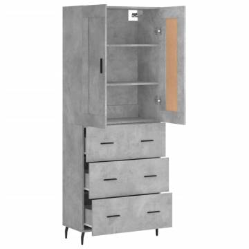 Highboard Concrete Grey 69.5x34x180 cm Engineered Wood