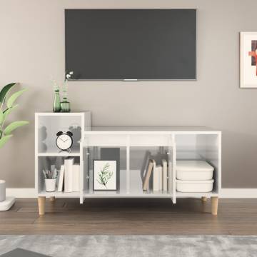 TV Cabinet High Gloss White 100x35x55 cm Engineered Wood