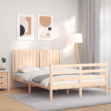 Bed Frame with Headboard 140x190 cm Solid Wood