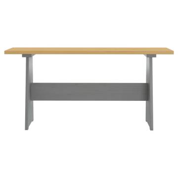 Dining Table with Bench Honey Brown and Grey Solid Pinewood