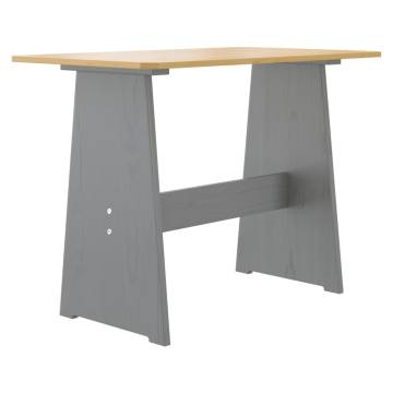 Dining Table with Bench Honey Brown and Grey Solid Pinewood