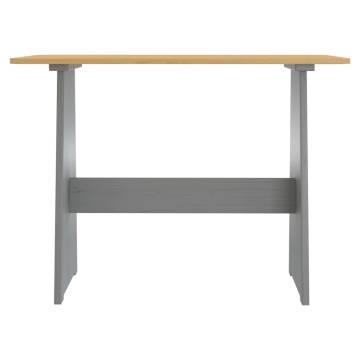 Dining Table with Bench Honey Brown and Grey Solid Pinewood