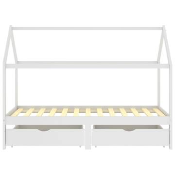 Kids Bed Frame with Drawers White Solid Pine Wood 90x200 cm