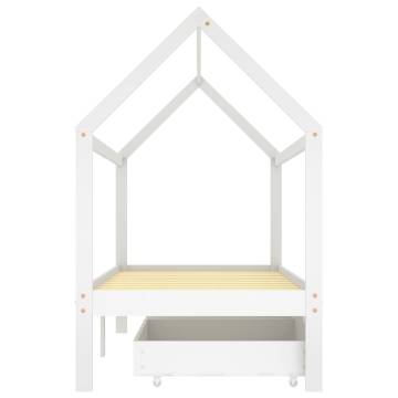 Kids Bed Frame with Drawers White Solid Pine Wood 90x200 cm