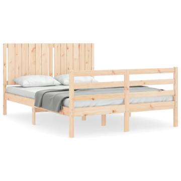 Bed Frame with Headboard 140x190 cm Solid Wood