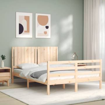 Bed Frame with Headboard 140x190 cm Solid Wood