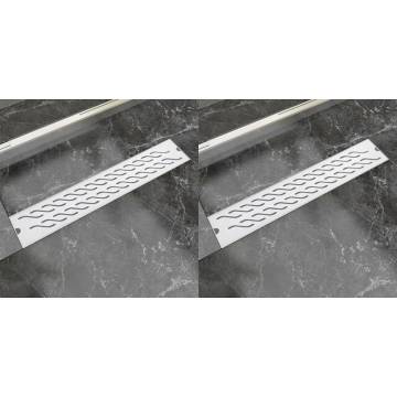 Linear Shower Drain 2 pcs Wave 630x140 mm Stainless Steel