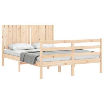 Bed Frame with Headboard 140x190 cm Solid Wood