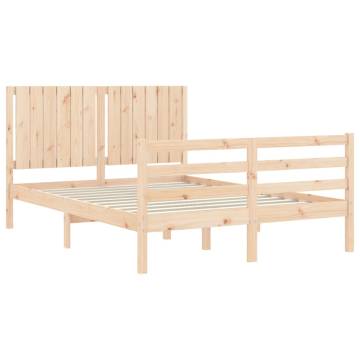 Bed Frame with Headboard 140x190 cm Solid Wood