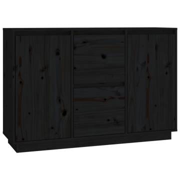 Sideboard Black 111x34x75 cm Solid Wood Pine