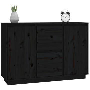 Sideboard Black 111x34x75 cm Solid Wood Pine