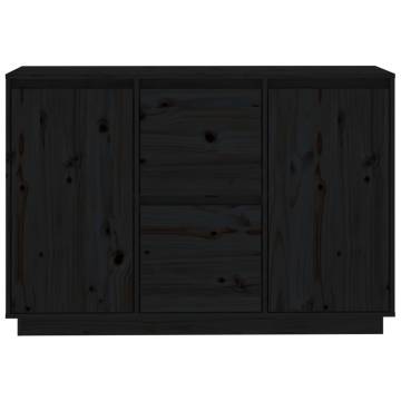 Sideboard Black 111x34x75 cm Solid Wood Pine