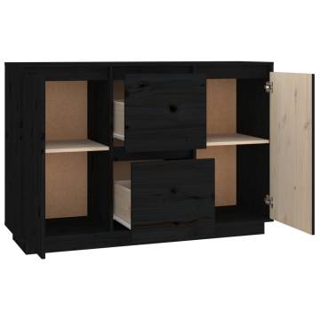 Sideboard Black 111x34x75 cm Solid Wood Pine