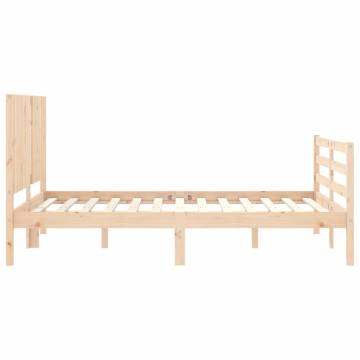 Bed Frame with Headboard 140x190 cm Solid Wood