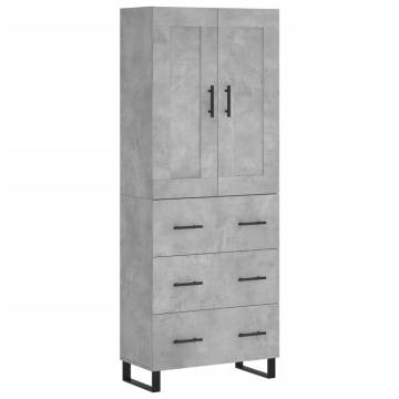 Highboard Concrete Grey 69.5x34x180 cm Engineered Wood