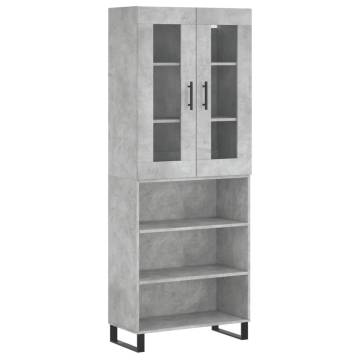 Highboard Concrete Grey 69.5x34x180 cm Engineered Wood