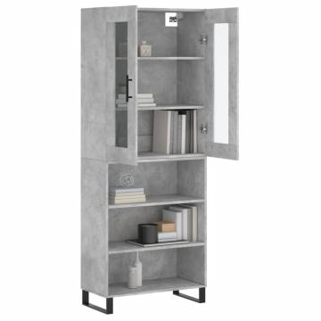 Highboard Concrete Grey 69.5x34x180 cm Engineered Wood