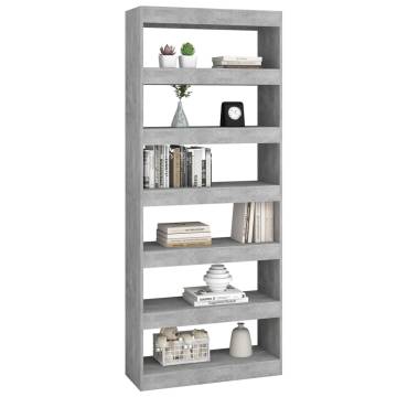 Book Cabinet/Room Divider Concrete Grey 80x30x198 cm Engineered Wood