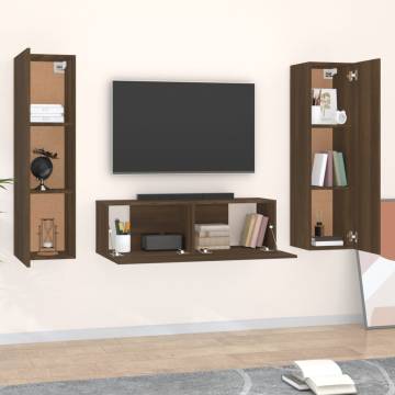 3 Piece TV Cabinet Set Brown Oak Engineered Wood