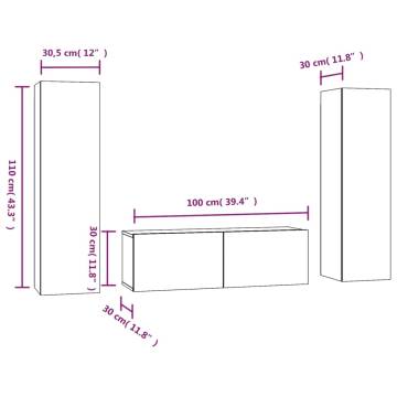 3 Piece TV Cabinet Set Brown Oak Engineered Wood