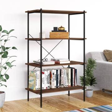 4-Tier Shelving Unit Black and Dark Wood 80x40x130 cm