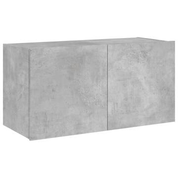 TV Wall Cabinet with LED Lights Concrete Grey 80x35x41 cm