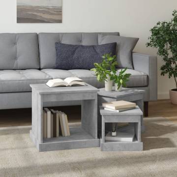 Coffee Tables 3 pcs Concrete Grey Engineered Wood