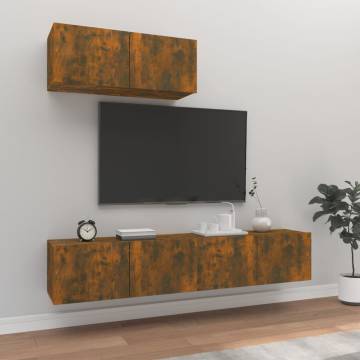 3 Piece TV Cabinet Set Smoked Oak Engineered Wood