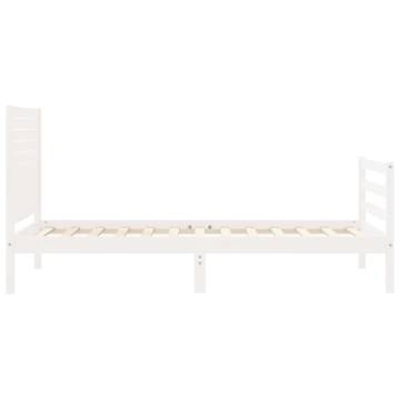 Bed Frame with Headboard White Small Single Solid Wood