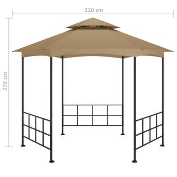 Gazebo with Sidewalls 3.1x2.7 m Taupe