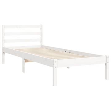 Bed Frame with Headboard White Small Single Solid Wood