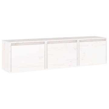 TV Cabinets 3 pcs White Solid Wood Pine