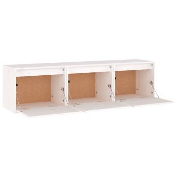 TV Cabinets 3 pcs White Solid Wood Pine