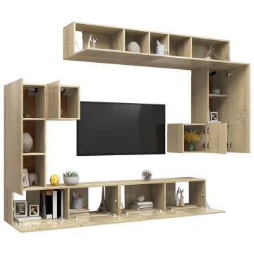 8 Piece TV Cabinet Set Sonoma Oak Engineered Wood