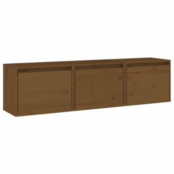 TV Cabinets 3 pcs Honey Brown Solid Wood Pine