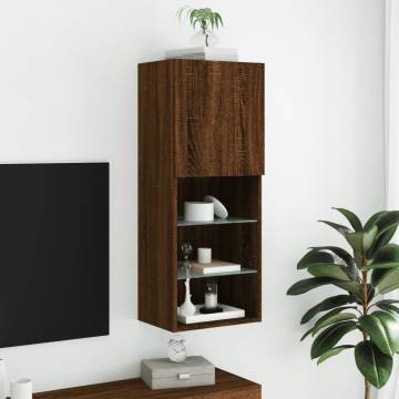 TV Cabinet with LED Lights Brown Oak 40.5x30x102 cm