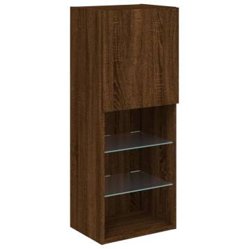 TV Cabinet with LED Lights Brown Oak 40.5x30x102 cm